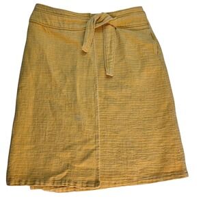 Cotélac Mustard Yellow‎ Textured Cotton Wrap Skirt Size 2 Lagenlook (US 6 Read)